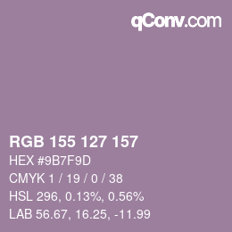 Color code: RGB 155 127 157 | qconv.com