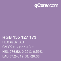 Color code: RGB 155 127 173 | qconv.com