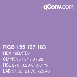 カラーコード: RGB 155 127 183 | qconv.com