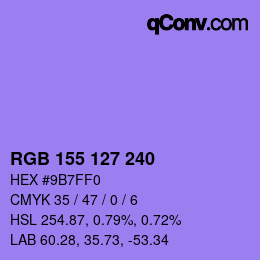 カラーコード: RGB 155 127 240 | qconv.com