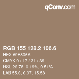 カラーコード: RGB 155 128.2 106.6 | qconv.com