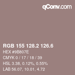 カラーコード: RGB 155 128.2 126.6 | qconv.com