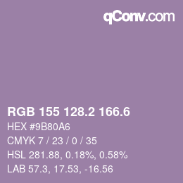 カラーコード: RGB 155 128.2 166.6 | qconv.com