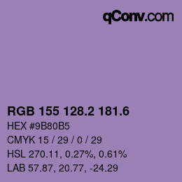 カラーコード: RGB 155 128.2 181.6 | qconv.com