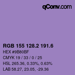 カラーコード: RGB 155 128.2 191.6 | qconv.com