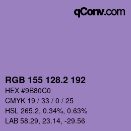 カラーコード: RGB 155 128.2 192 | qconv.com