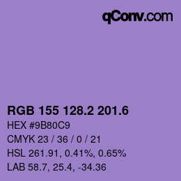 カラーコード: RGB 155 128.2 201.6 | qconv.com