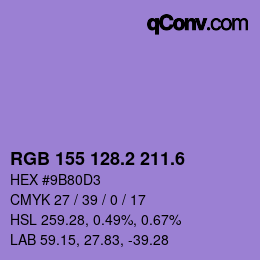 カラーコード: RGB 155 128.2 211.6 | qconv.com