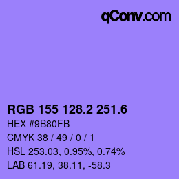 カラーコード: RGB 155 128.2 251.6 | qconv.com