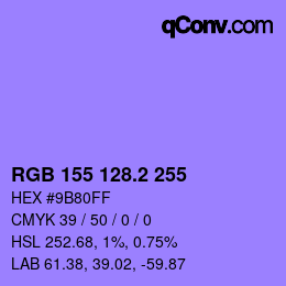 カラーコード: RGB 155 128.2 255 | qconv.com