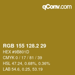 カラーコード: RGB 155 128.2 29 | qconv.com