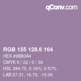 カラーコード: RGB 155 128.6 164 | qconv.com
