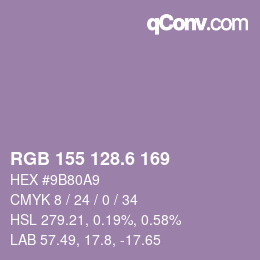 カラーコード: RGB 155 128.6 169 | qconv.com