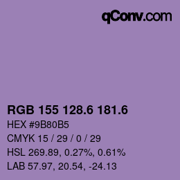 カラーコード: RGB 155 128.6 181.6 | qconv.com