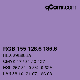 カラーコード: RGB 155 128.6 186.6 | qconv.com