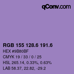 カラーコード: RGB 155 128.6 191.6 | qconv.com