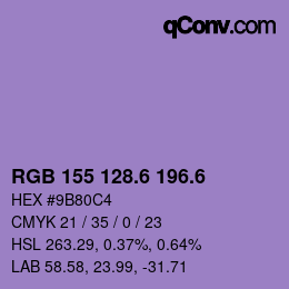 カラーコード: RGB 155 128.6 196.6 | qconv.com