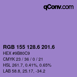 カラーコード: RGB 155 128.6 201.6 | qconv.com