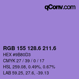 カラーコード: RGB 155 128.6 211.6 | qconv.com