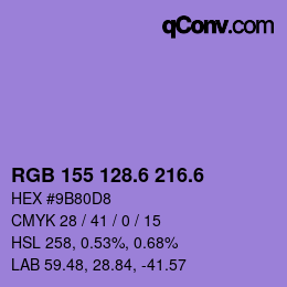 カラーコード: RGB 155 128.6 216.6 | qconv.com