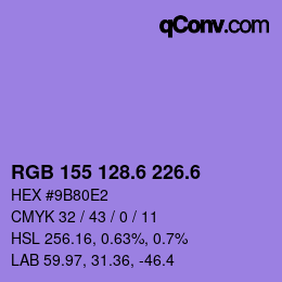 カラーコード: RGB 155 128.6 226.6 | qconv.com