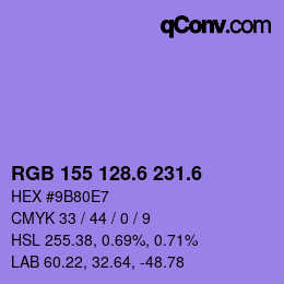 カラーコード: RGB 155 128.6 231.6 | qconv.com