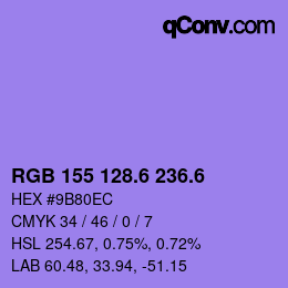 カラーコード: RGB 155 128.6 236.6 | qconv.com