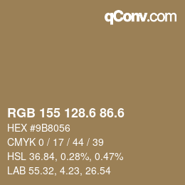 カラーコード: RGB 155 128.6 86.6 | qconv.com