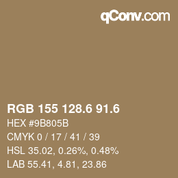 カラーコード: RGB 155 128.6 91.6 | qconv.com