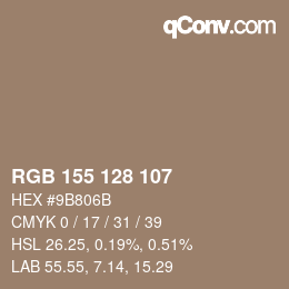 カラーコード: RGB 155 128 107 | qconv.com