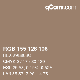 カラーコード: RGB 155 128 108 | qconv.com