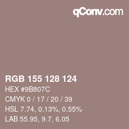 カラーコード: RGB 155 128 124 | qconv.com