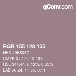 カラーコード: RGB 155 128 135 | qconv.com