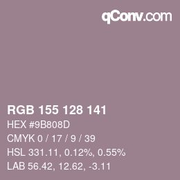 Color code: RGB 155 128 141 | qconv.com