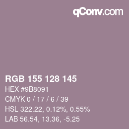 Color code: RGB 155 128 145 | qconv.com
