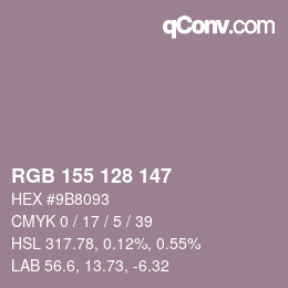 颜色代码: RGB 155 128 147 | qconv.com