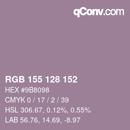 カラーコード: RGB 155 128 152 | qconv.com