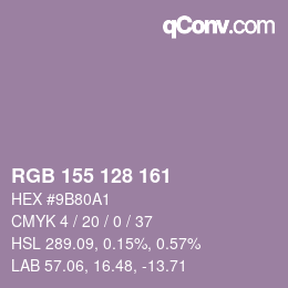 カラーコード: RGB 155 128 161 | qconv.com