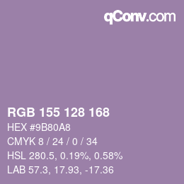カラーコード: RGB 155 128 168 | qconv.com
