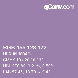 カラーコード: RGB 155 128 172 | qconv.com
