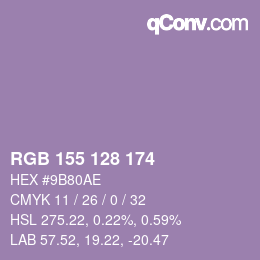 カラーコード: RGB 155 128 174 | qconv.com