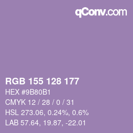颜色代码: RGB 155 128 177 | qconv.com