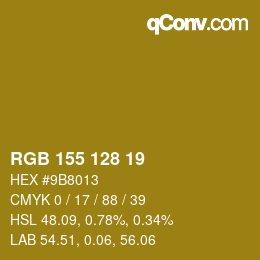 颜色代码: RGB 155 128 19 | qconv.com