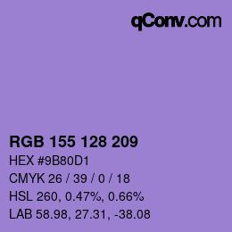 颜色代码: RGB 155 128 209 | qconv.com