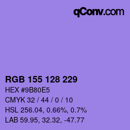 颜色代码: RGB 155 128 229 | qconv.com