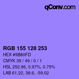 カラーコード: RGB 155 128 253 | qconv.com