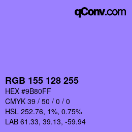 颜色代码: RGB 155 128 255 | qconv.com
