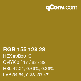 カラーコード: RGB 155 128 28 | qconv.com