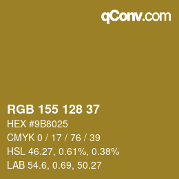 Color code: RGB 155 128 37 | qconv.com