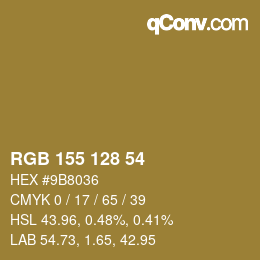 颜色代码: RGB 155 128 54 | qconv.com